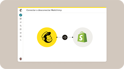 Panel de control de integración de Intuit Mailchimp en el que los especialistas en marketing pueden conectar o desconectar Mailchimp y Shopify.