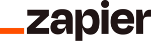 The Zapier logo with stylized orange dash and black text spelling 'Zapier'.