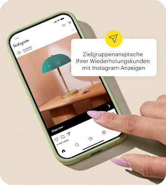 Vereinfachte Mailchimp-Anwenderschnittstelle, die eine Integration zeigt, die Mailchimp mit den sozialen Medien Ads von Instagram verbindet. Die Integration vereinfacht es für Unternehmen, ihre Stammkunden mit ihrem Instagram-Ads-Programm anzusprechen.