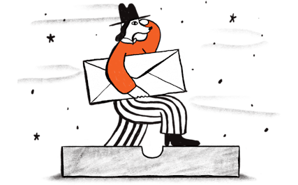 Illustration of a dog carrying an envelope