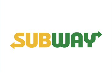 Subway restaurant logo in yellow and green text on white background